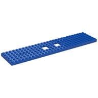 Vehicle Base, Train 6 x 28 with Two 2 x 2 Openings and 3 Round Holes Each End em Azul