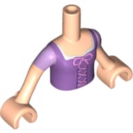 Minidoll Torso Girl with Medium Lavender Bodice Top with Short Sleeves Print, Light Nougat Arms and Hands