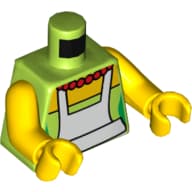 Torso, Dress with Red Beaded Necklace and White Apron Print, Yellow Arms and Hands
