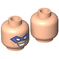 Minifig Head Riddler, Purple Eyemask, Forehead Lines and Open Mouth Smile with Teeth Print [Hollow Stud]