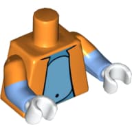 Torso, Dual Molded Arms, Jacket, Open with Gray Belly Print, Orange Sleeves Pattern, Medium Blue Arms, White Hands