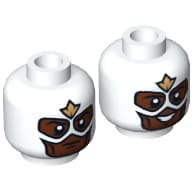 Minifig Head Falcon, Dual Sided, Mask with Reddish Brown Face and Gold Emblem on Forehead, Open Mouth / Closed Mouth Print [Hollow Stud]