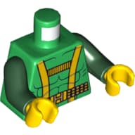 Torso Muscles Outline with Yellow Harness Straps and Utility Belt Print, Dark Green Arms, Yellow Hands