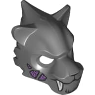Mask Tiger with White Fangs, Fur and Purple Sinew Patches Print
