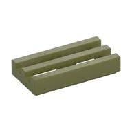 Tile Special 1 x 2 Grille with Bottom Groove em Verde oliva