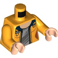 Torso Jacket with Zipper over Gray Undershirt Print, Bright Light Orange Arms, Light Nougat Hands