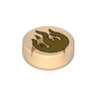 Tile Round 1 x 1 with Flame Print