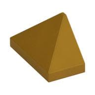 Brick Sloped 45° 2 x 1 Triple with Inside Stud Holder em Dourado perolado