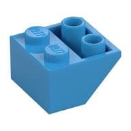 Brick Sloped Inverted 45° 2 x 2 [Ovoid Bottom Pin, Bar-sized Stud Holes] em Celeste escuro
