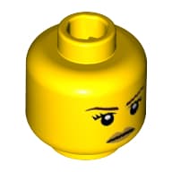 Minifig Head Battle Goddess, Eyebrows, Eyelashes, White Pupils and Gold Lips Stern Print [Hollow Stud]
