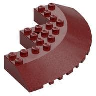 Brick Round Corner 10 x 10 with Slope 33° Edge, Axle Hole, Facet Cutout em Vermelho escuro