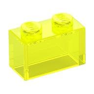 Brick 1 x 2 without Bottom Tube em Verde neon translúcido