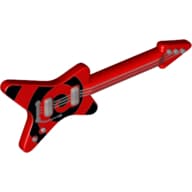 Musical Instrument Guitar Electric 'ML' Type with Black Spiral and Silver Strings, Bridge and Whammy Bar Print