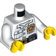 Torso, Shirt, Pockets, Belt with Pouches, Gold Police Badge Print, White Arms, Yellow Hands