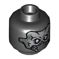 Minifig Head Sakaaran, Dual Sided, Skull with Mandibles and Silver Eyes / Exoskeleton and One Eye Print [Hollow Stud]