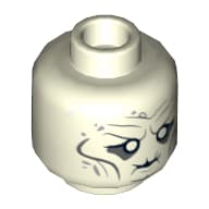 Minifig Head Witch-King, White Eyes, Puckered Mouth, Cheek Lines and Wrinkles, Thin Hair on Reverse Print [Hollow Stud]
