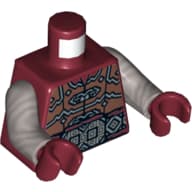 Torso, Armor with Belt with Large Silver Buckle and Diamond Print, Flat Silver Arms, Dark Red Hands
