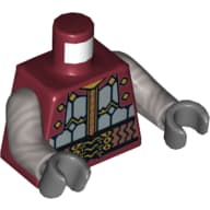 Torso Armor, Copper Belt with Gold Bindings and Red Straps Print, Flat Silver Arms, Dark Bluish Gray Hands