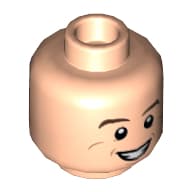 Minifig Head Dr Ray Stantz / SHIELD Agent, Dual Sided, Brown Eyebrows, Smile with Teeth / Scared Print [Hollow Stud]