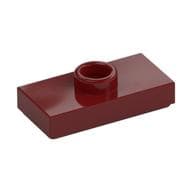 Plate Special 1 x 2 with 1 Stud with Groove and Inside Stud Holder (Jumper) em Vermelho escuro