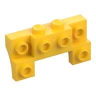 Brick Special 2 x 4 - 1 x 4 with 2 Recessed Studs and Thin Side Arches em Amarelo
