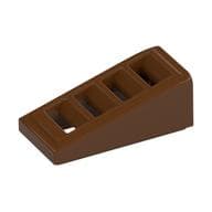 Brick Sloped 18° 2 x 1 x 2/3 with 4 Slots / Grate em Marrom avermelhado