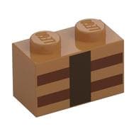 Brick 1 x 2 with Reddish Brown and Dark Brown Lines Print