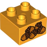 Duplo Brick 2 x 2 with Acorns Print