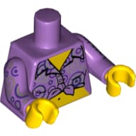 Torso Shirt Tied at Waist with Purple and Silver Circles Print, Medium Lavender Arms with Purple and Silver Circles Print, Yellow Hands