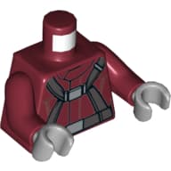 Torso Pilot Suit, Dark Bluish Gray Straps/Harness Print, Dark Red Arms, Light Bluish Gray Hands