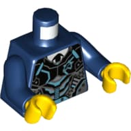 Torso, Black, Silver and Medium Azure Body Armor with Ultra Agents Logo over Shirt and Black Tie Print, Dark Blue Arms, Yellow Hands