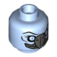 Minifig Head Vultrix, Vulture with Dark Bluish Gray Beak and Mouth and Light Blue Eyes Print [Hollow Stud]