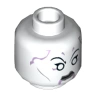 Minifig Head Asajj Ventress, White Eyes and Dark Bluish Gray Lips Print [Hollow Stud]