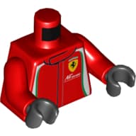 Torso, Racing Jacket with Green and White Trim, Ferrari Logo Print, Red Arms, Black Hands