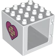 Duplo Door / Window Frame 4 x 4 x 3 - Thin Top with Heart with Bandage Cross with Heart on Both Sides Print