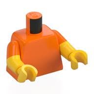 Torso, Dual Molded Arms, Orange Sleeves Pattern, Yellow Arms and Hands