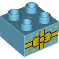 Duplo Brick 2 x 2 with Present with Yellow Ribbon and Bow over Polka Dot Gift Paper Print
