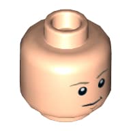Minifig Head Luke Skywalker / Gunther, Closed Mouth, Dark Tan Eyebrows, Frown / Slight Smile Print
