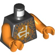 Torso Orange and Yellow Cracks with Asian Character Print, Orange Arms and Hands
