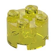 Brick Round 2 x 2 with Axle Hole em Amarelo translúcido