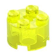 Brick Round 2 x 2 with Axle Hole em Verde neon translúcido