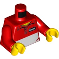 Torso, Polo, Zipper, White Panel, 'CITY PIZZA' Print, Red Arms, Yellow Hands