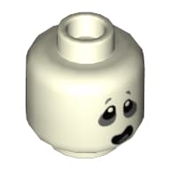 Minifig Head Specter, Dark Bluish Gray around Eyes and Open Mouth Lopsided Print [Hollow Stud]