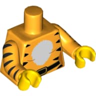 Torso Tiger Stripes, White Chest, Belt Print, Bright Light Orange Arms, Yellow Hands