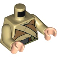Torso, Robe, Dark Orange Crop Top and Tan Diagonal Belt Print (Resistance Soldier), Tan Arms, Light Nougat Hands