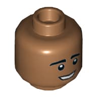 Minifig Head Raj Koothrappali, Dual Sided, Eyebrows, Open Mouth Smile / Worried [Hollow Stud]