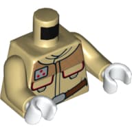 Torso Jacket with Pockets with Red Trim, Belt Print, Tan Arms, White Hands