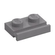 Plate Special 1 x 2 with Door Rail em Prata fosco
