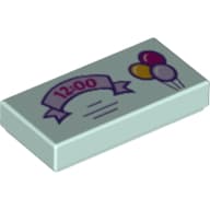 Tile 1 x 2 with Invitation with '12:00' on Lavender Ribbon and 3 Balloons Print