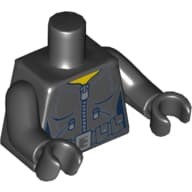 Torso, Jacket with Dark Blue Seams, Silver Zippers and Utility Belt with Silver Buckle Print, Black Arms and Hands